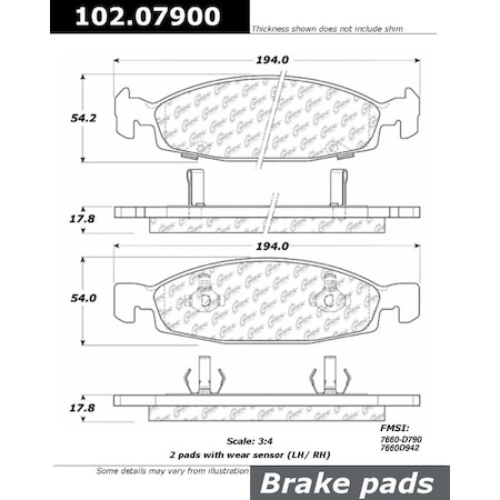 Centric Parts CTEK Brake Pads, 102.07900 102.07900
